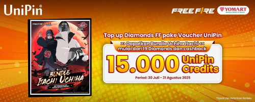 Dapatkan Bundle Itachi Uchiha & Cashback 15.000 UniPin Credits di Yomart!